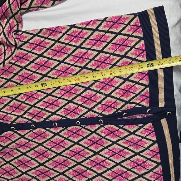 🟣 Charter Club Pink and Navy Argyle Crewneck Cardigan - Picture 10 of 10